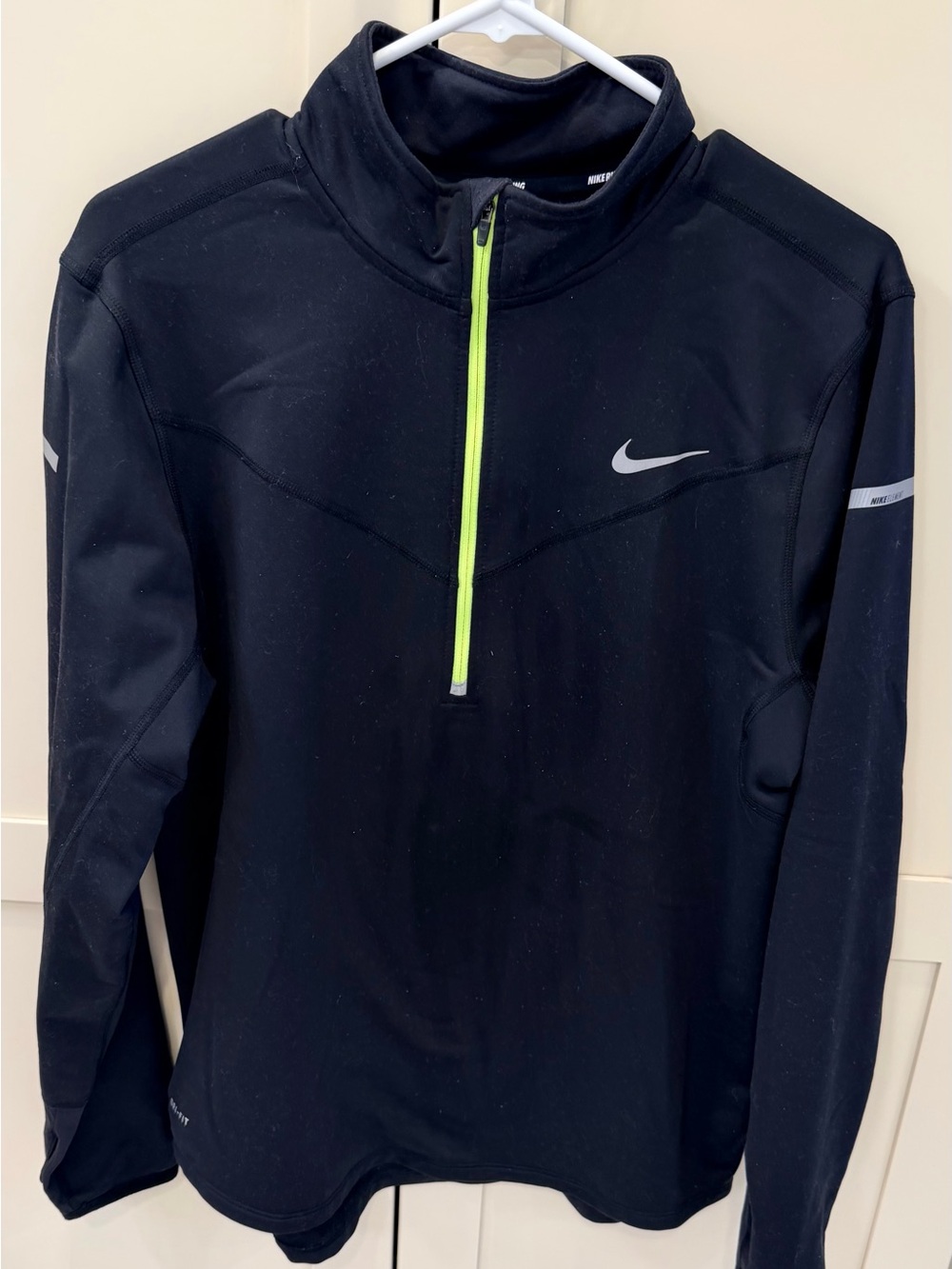 Nike Black Long-Sleeve Half-Zip Top with Neon Zip